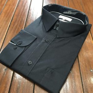 Camisa Social Com Elastano Manga Longa Preto Plus Size 001969-2