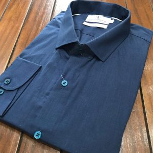 Camisa Social Manga Longa Azul Marinho Plus Size 002183-2