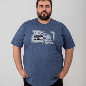 Camiseta Estampada Manga Curta Azul Plus Size 002537
