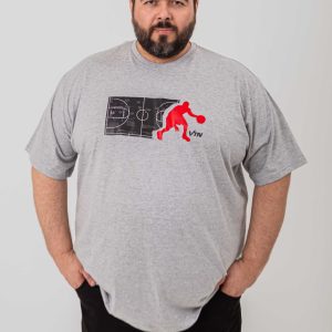 Camiseta Estampada Manga Curta Cinza Plus Size 002624