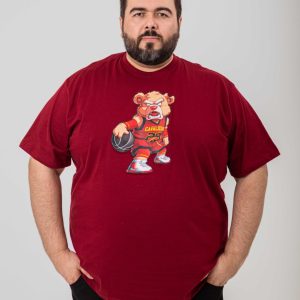 Camiseta Estampada Manga Curta Bordo Plus Size 002625