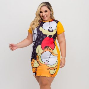 Camisola Encanto Plus Size Garfield E Odie Amável Moda Íntima