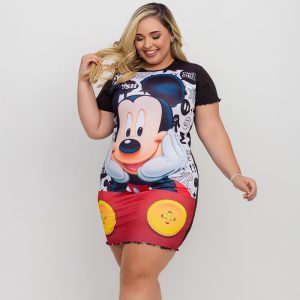 Camisola Encanto Plus Size Mickey Mouse Amável Moda Íntima