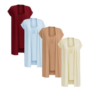 Kit Camisola Amamentação Com Alça Click E Robe Íntima Delas