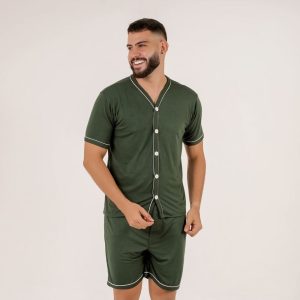 Pijama Americano Liso Masculino Amável Moda Íntima