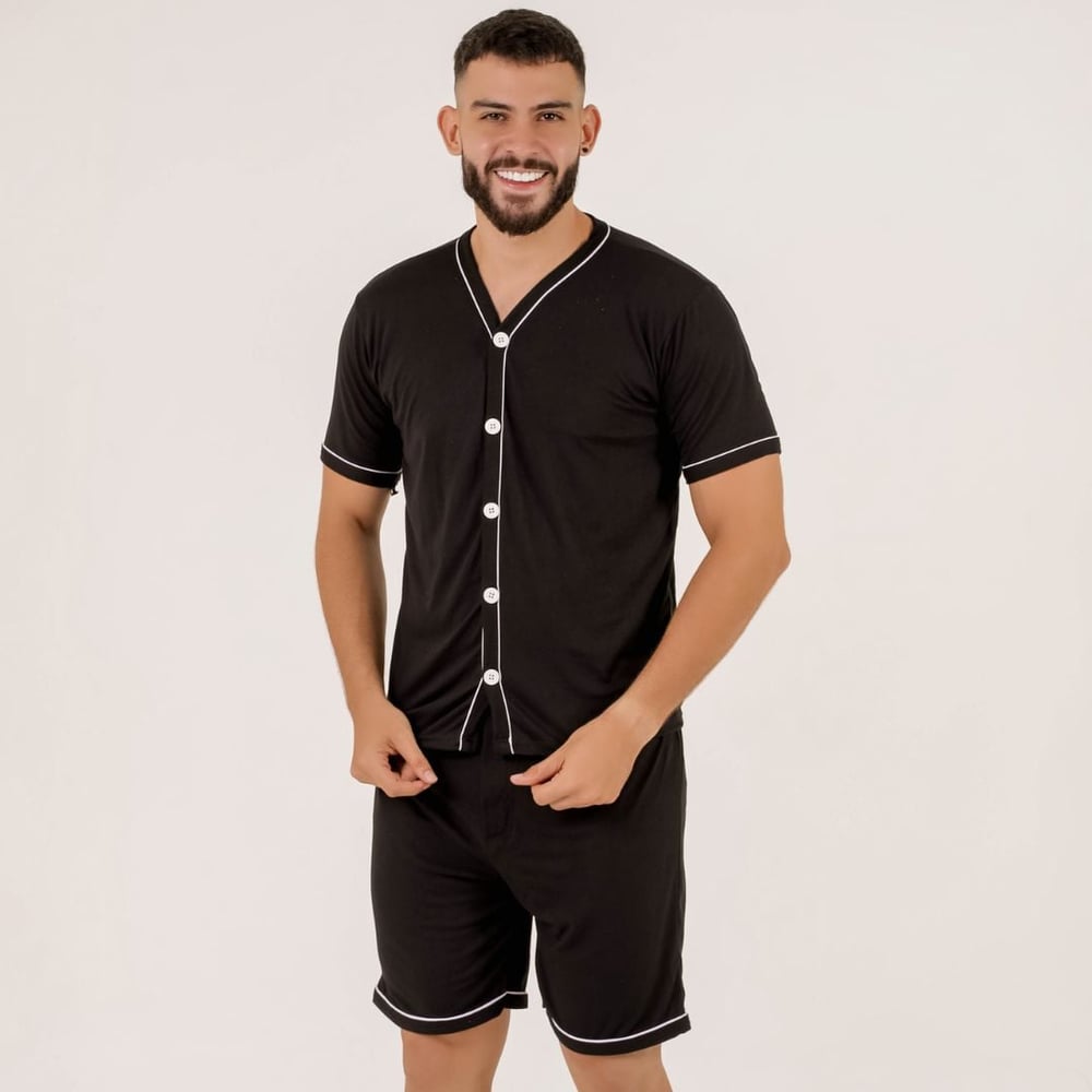 Pijama Americano Liso Masculino Amável Moda Íntima - Image 6