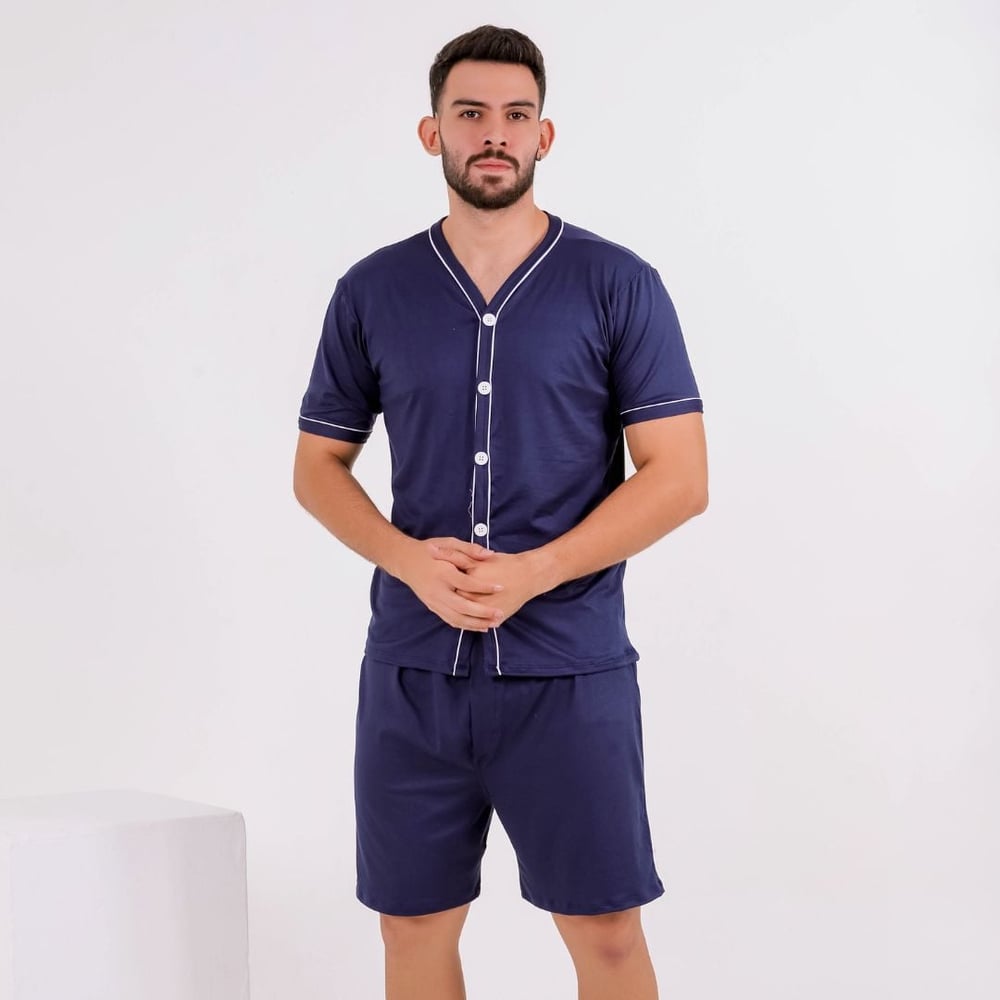 Pijama Americano Liso Masculino Amável Moda Íntima - Image 8