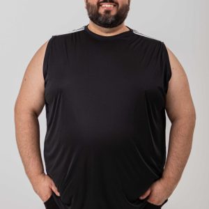 Regata Dry Fit Galão Preto Plus Size 002137
