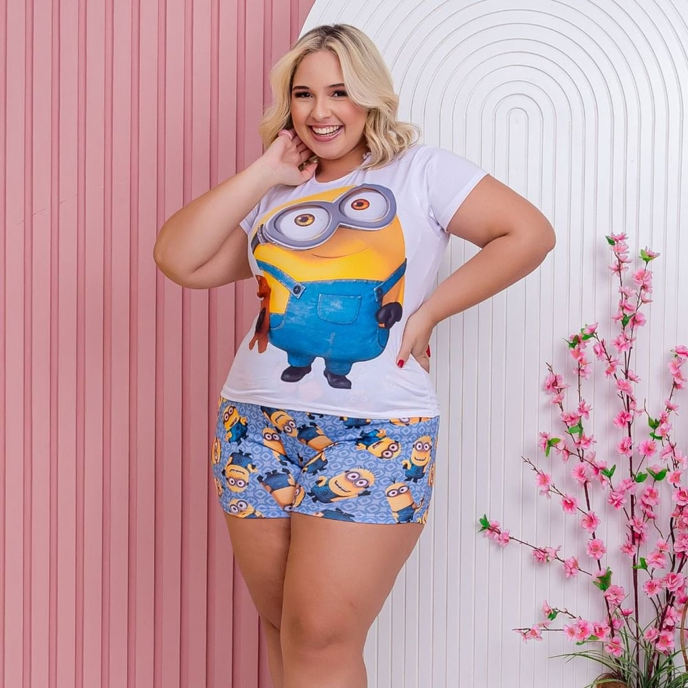 Short Doll Conforto Plus Size Minions Amável Moda Íntima - Image 2